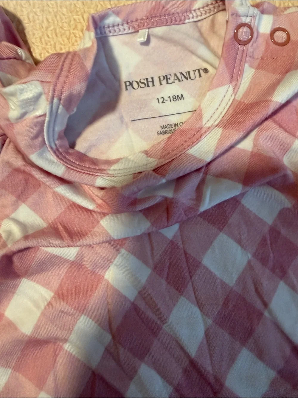 Posh Peanut Pink Gingham Ruffle-Sleeve Bodysuit